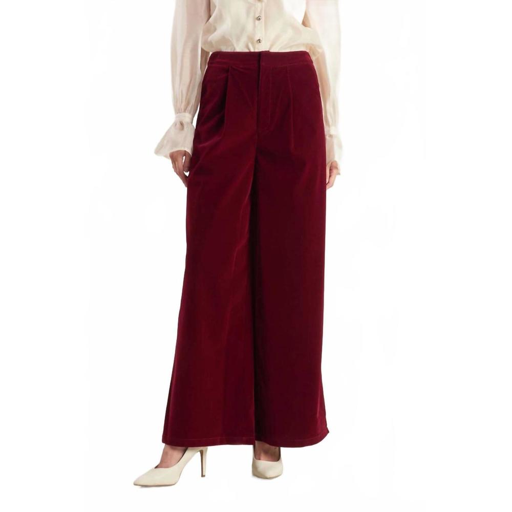 NEW FREEMARKET coy charm velvet wide leg pant in berry
